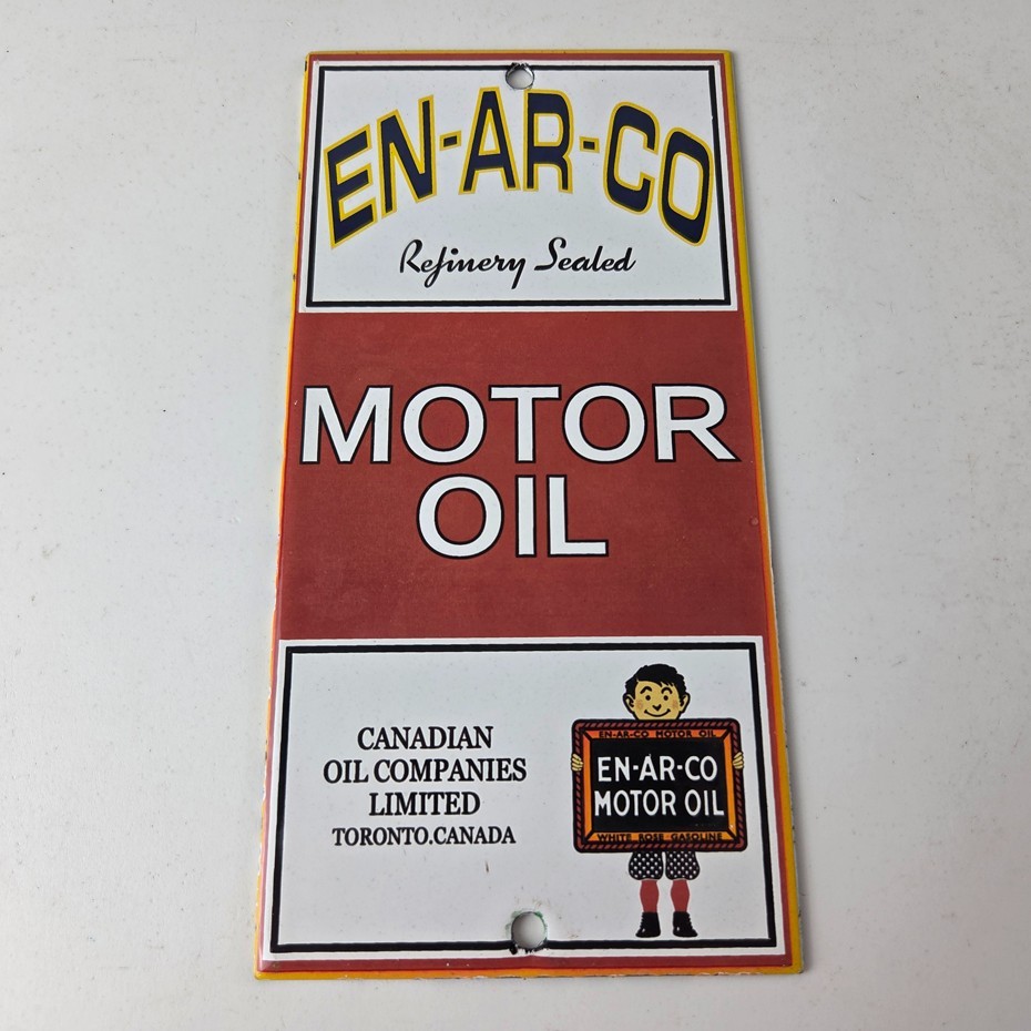 Vintage White Rose Gasoline Sign – ENARCO Canada Service Station Gas Pump Sign