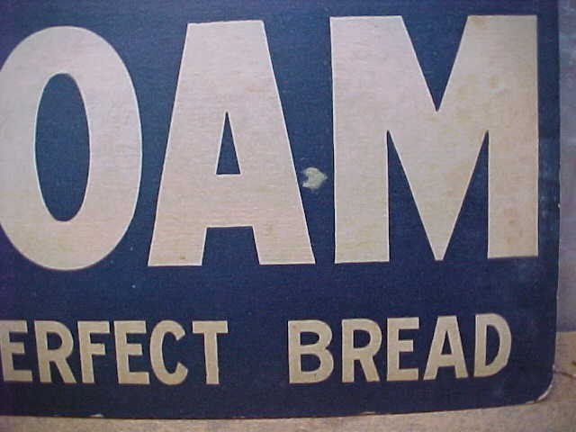 VINTAGE YEAST FOAM MAKES PERFECT BREAD CARDBOARD SIGN