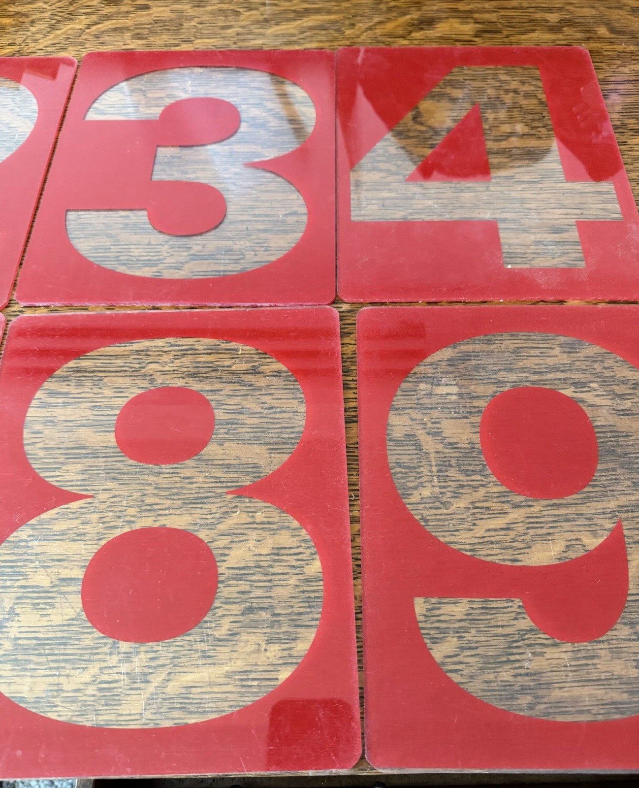 Gas Station Price Numbers 0-9 58 Piece Set Of 8” X 10” Red Clear Plexiglass