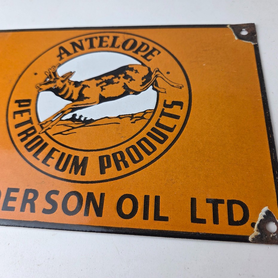 Vintage Antelope Petroleum Sign – Motor Oil Gas Pump Porcelain Advertising Sign