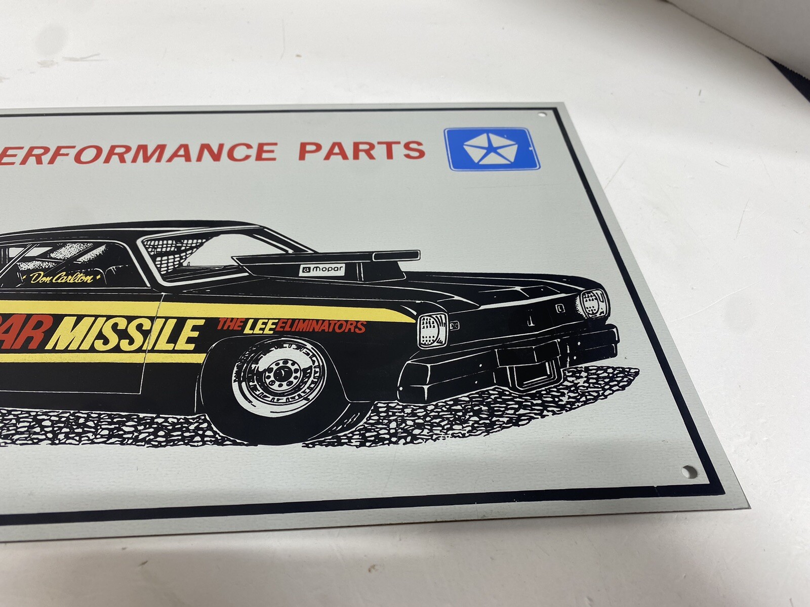 1980s VERY RARE Mopar Missile Don Carlton Pro Stock duster Dodge Shop Sign Metal