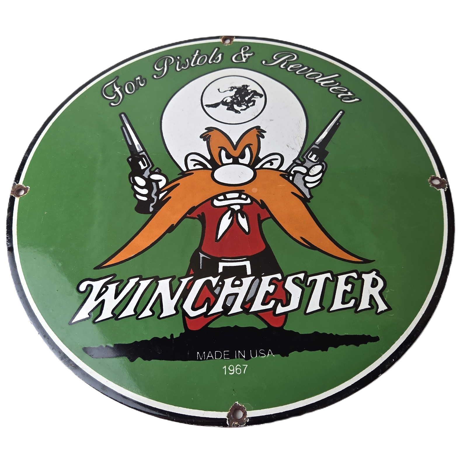Vintage Winchester Porcelain Sign – Pistols Shooter Gas Service Pump Sign