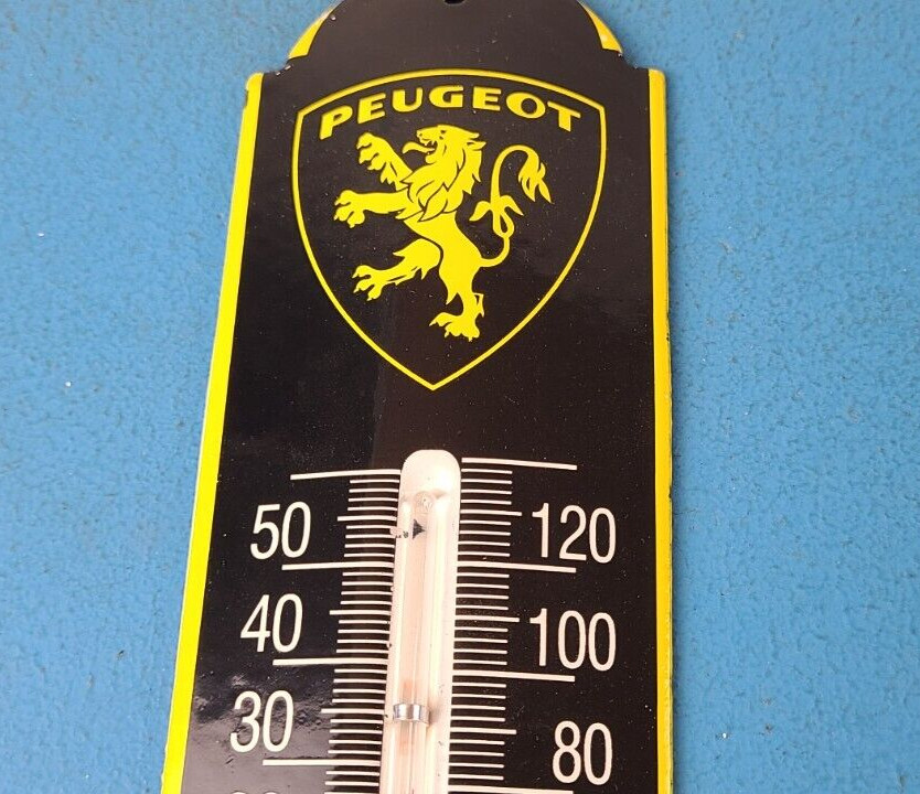 Vintage Peugeot Sign – Service Gas Pump Sign on Porcelain Thermometer