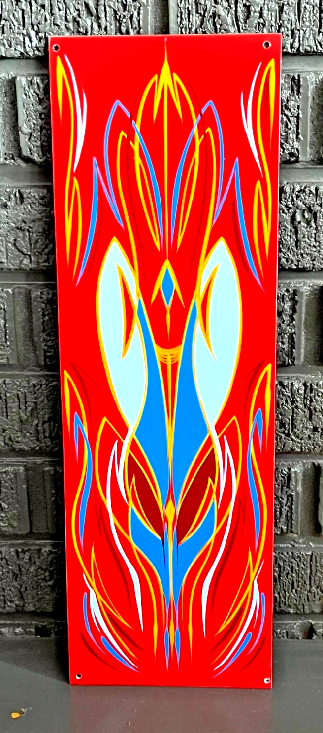 Painted PINSTRIPING Hot Rat Rod SHOP Garage Sign Art Original pinstriped Panel