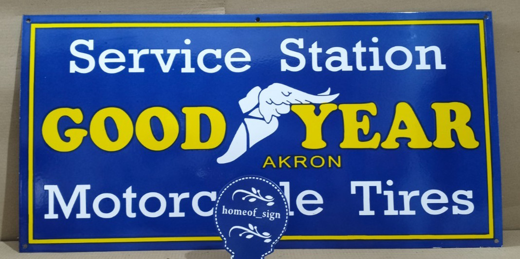 Good year Motorcycle Tires Porcelain Enamel Sign 36 X 18 Inches 1 sides