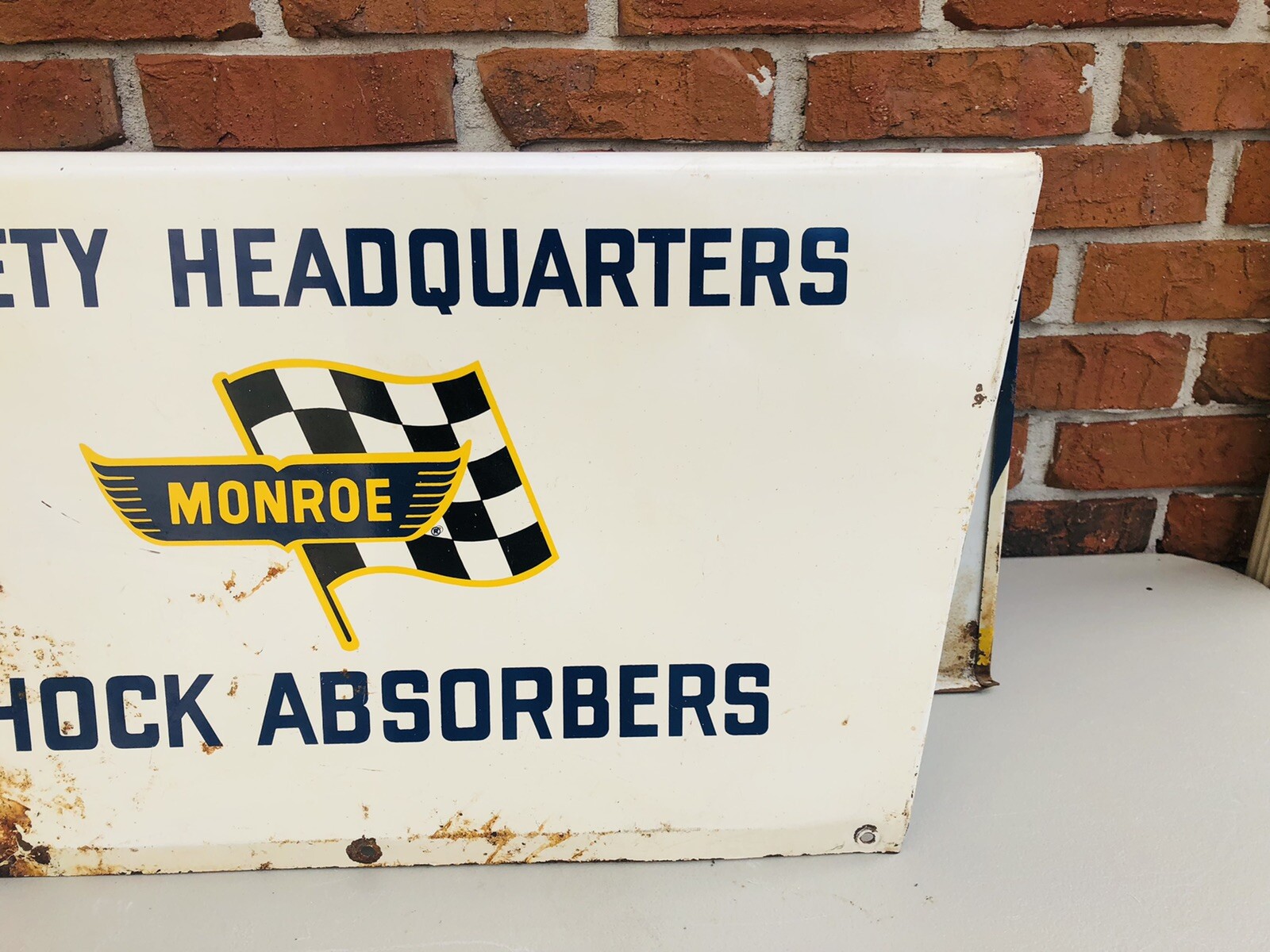 VINTAGE ORIGINAL 1970’s MONROE SHOCK ABSORBERS DOUBLE-SIDED STAND-UP SIGN