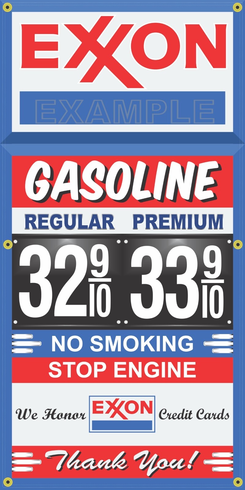EXXON GAS STATION PRICE PER GALLON VINTAGE OLD SIGN REMAKE BANNER SIGN ART
