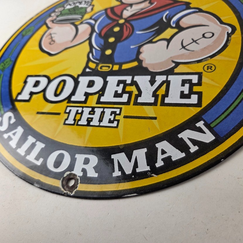 Vintage Popeye Spinach Sign – Advertisement General Store Porcelain Gas Sign