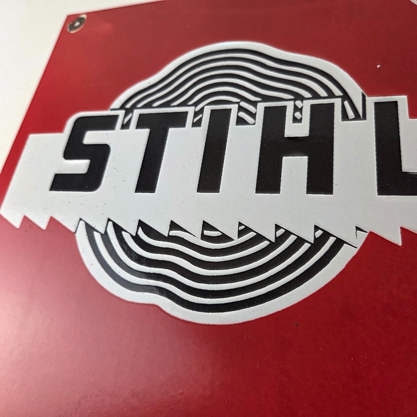 Vintage Stihl Chainsaw Sign – Store Display Advertising Gas Porcelain Sign