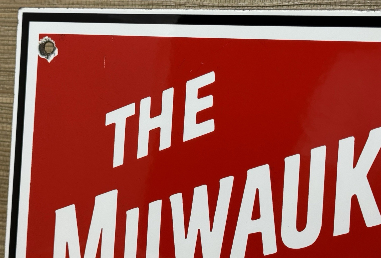 VINTAGE THE MILWAUKEE ROAD PORCELAIN SIGN TRAIN STATION GAS OIL RAILROAD FREIGHT