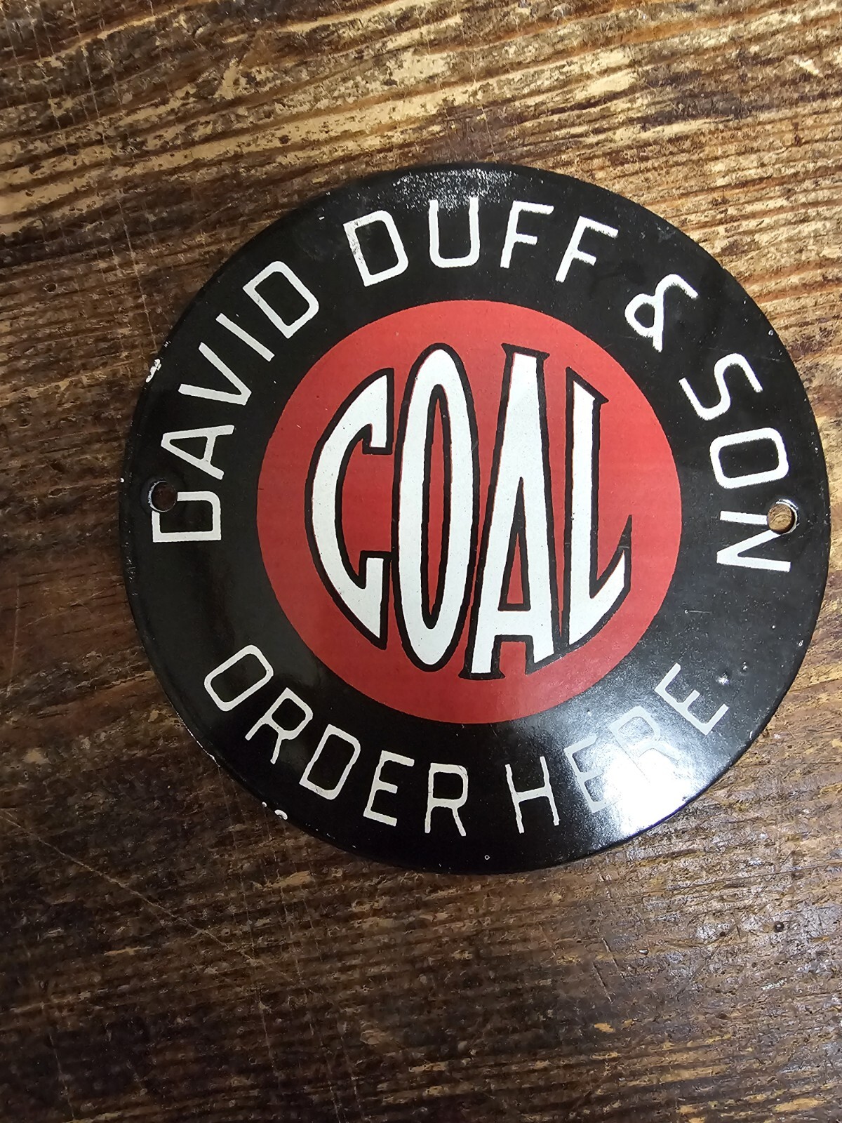 VINTAGE DAVID DUFF COAL PORCELAIN SIGN DELAWARE RAILWAY TRAIN MINING RAILROAD