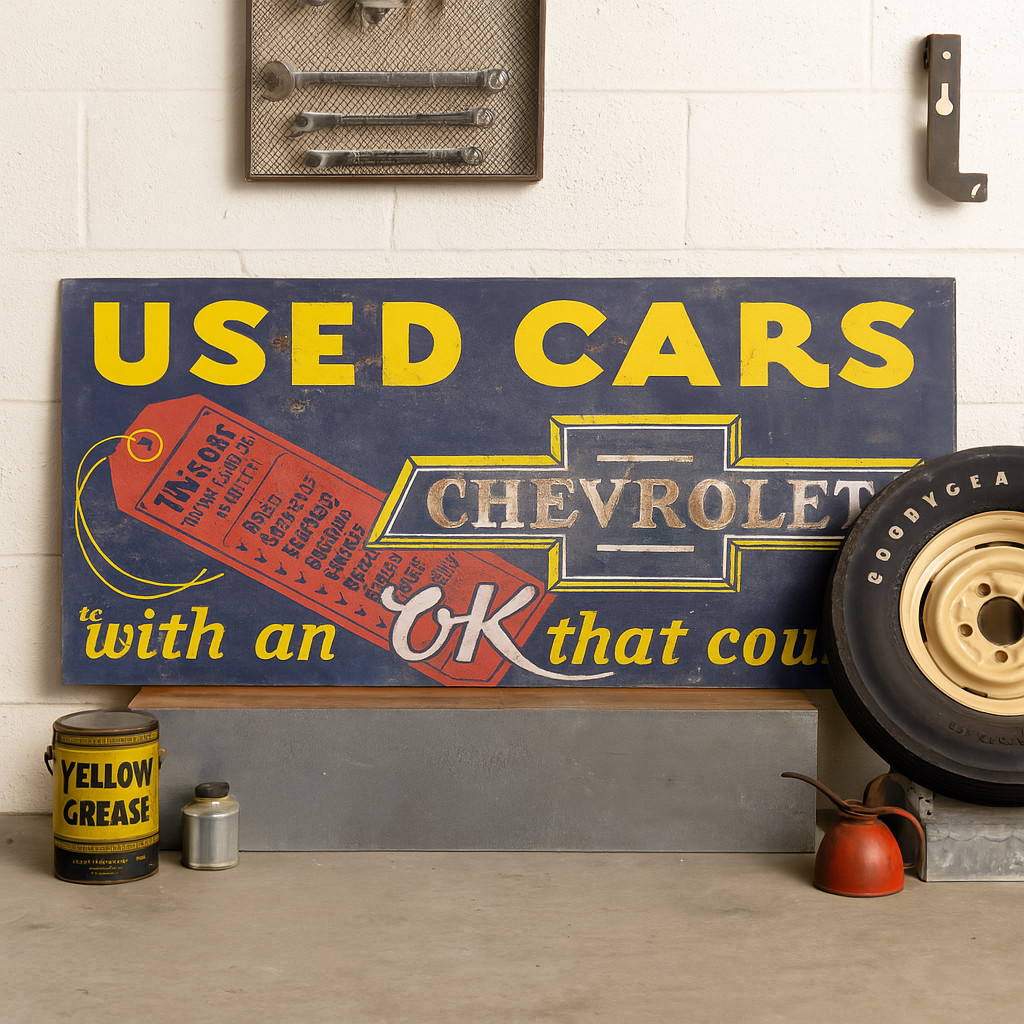 30″ NEW Handmade Vintage Style Chevrolet Used Cars Dealership Sign