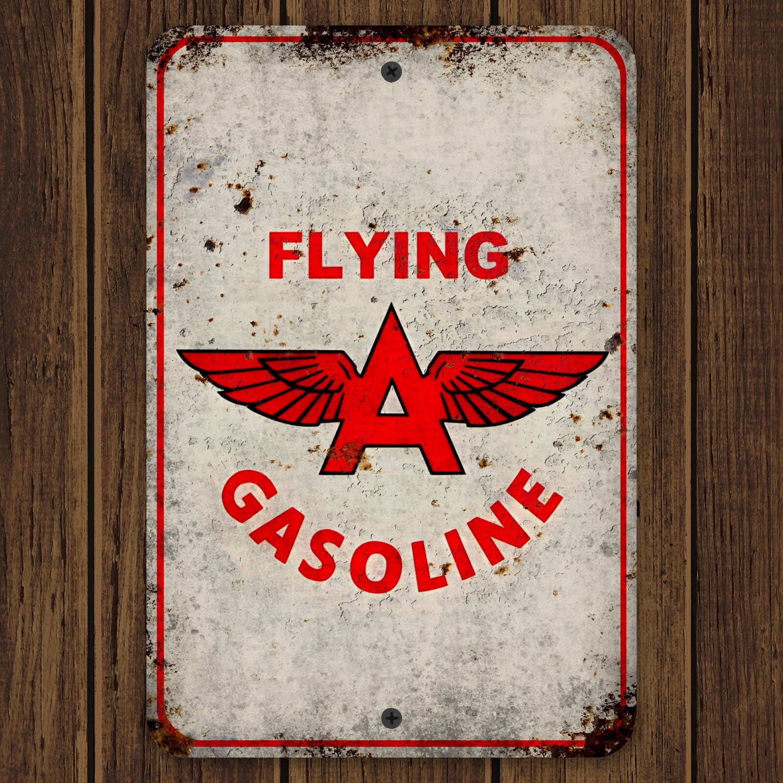 Flying A Gasoline Metal Sign Replica Vintage White 8″x12″ Gas Station Sign
