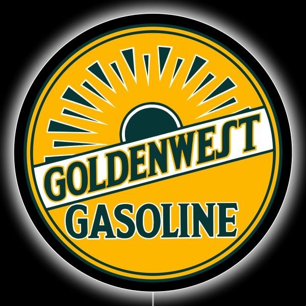 GOLDENWEST Gasoline NEW LED Hanging Lighted Sign: 23″ Dia. Round