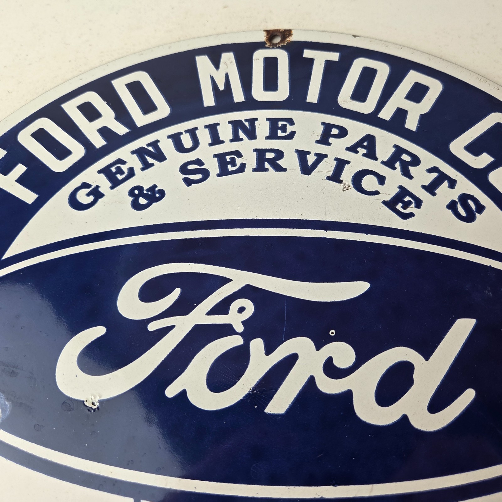 Two Vintage Ford Motors Service Dealership Porcelain Signs