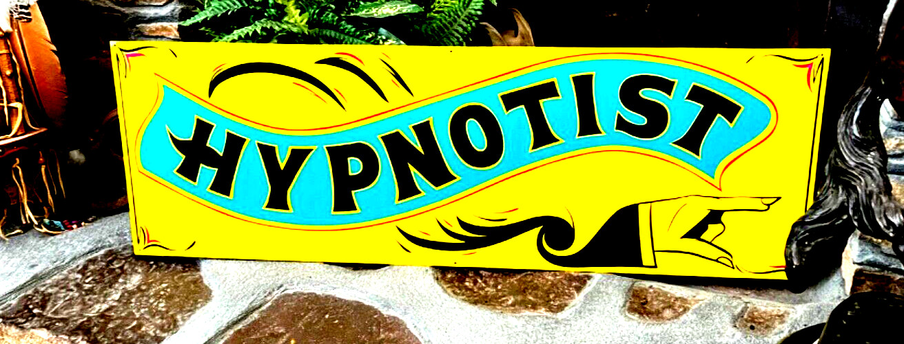36″ Vintage Carnival HYPNOTIST HYPNOSIS MAGIC Mystic FAIR Hand Painted Sign Art
