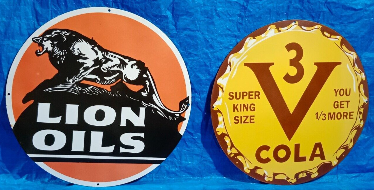 2 Porcelain Enamel Sign, More Details In Description