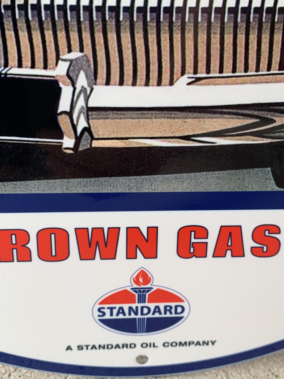 Vintage Style Standard Red Crown Gasoline Oil Steel Metal Top Quality Sign