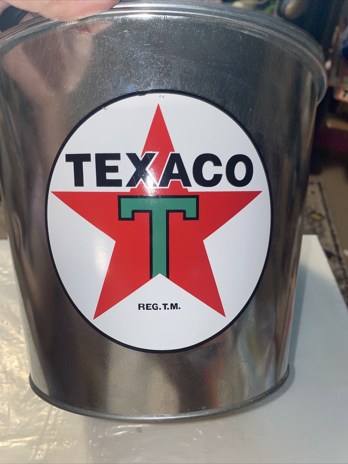 Texaco Galvanized Metal Ice Bucket beer sign gas oil can pail gasoline
