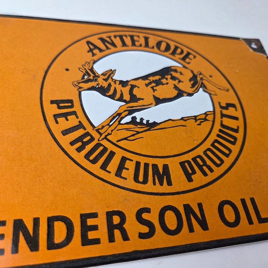 Vintage Antelope Petroleum Sign – Motor Oil Gas Pump Porcelain Advertising Sign