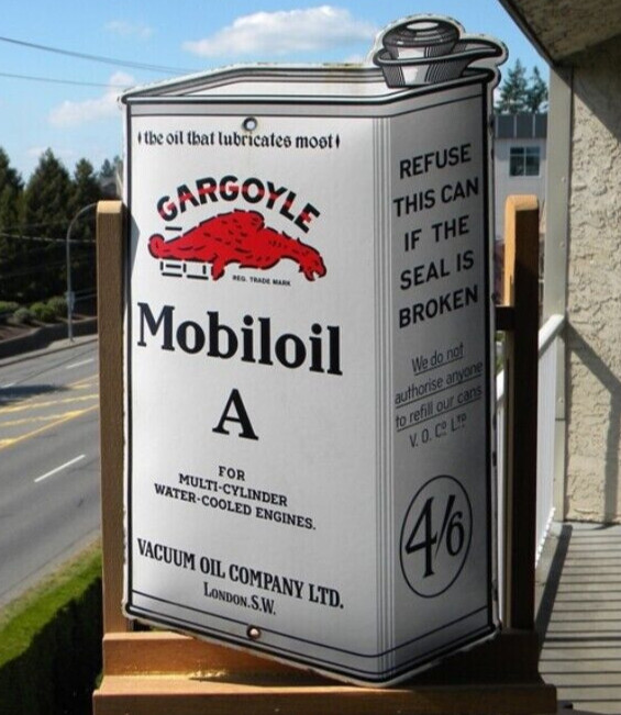 VINTAGE MOBILOIL A PORCELAIN METAL SIGN ~17-3/4″ x 10-1/2″ GARGOYLE RACING GAS