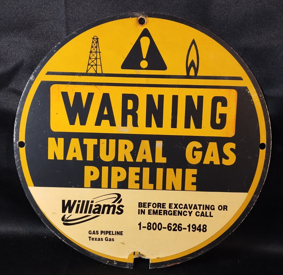 Vintage Warning Natural Gas Pipeline Williams Gas Pipeline Texas 12″ Metal Sign