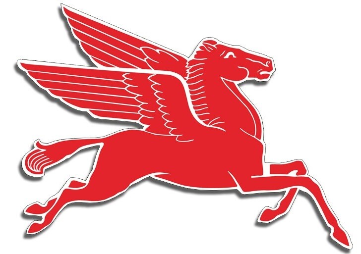 2 Mobil Gas Flying Red Horse Pegasus L & R Metal Heavy Steel Signs Extra Large