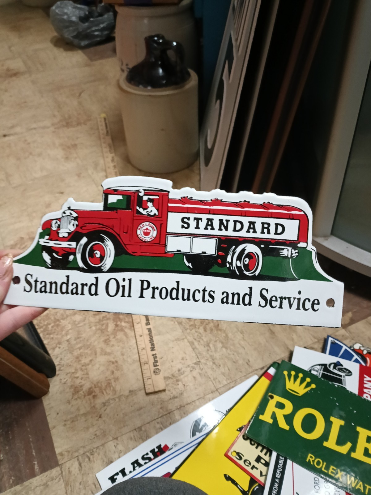 Porcelain Standard Oil Products Truck Sign