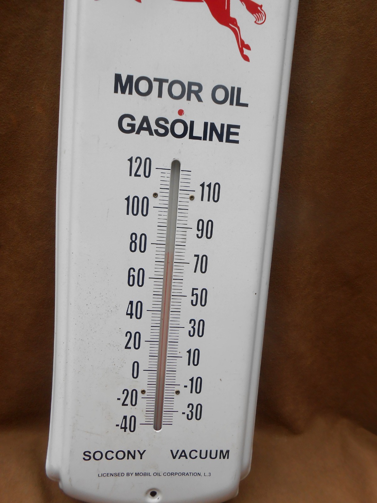 Licensed Mobil Gasoline Thermometer Motor Oil 17″ x 5″ SOCONY VACCUUM Pegusus