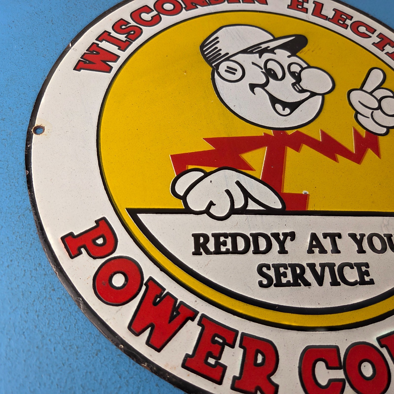 Vintage Electric Service Porcelain Sign – Advertising Gas Station Pump Sign