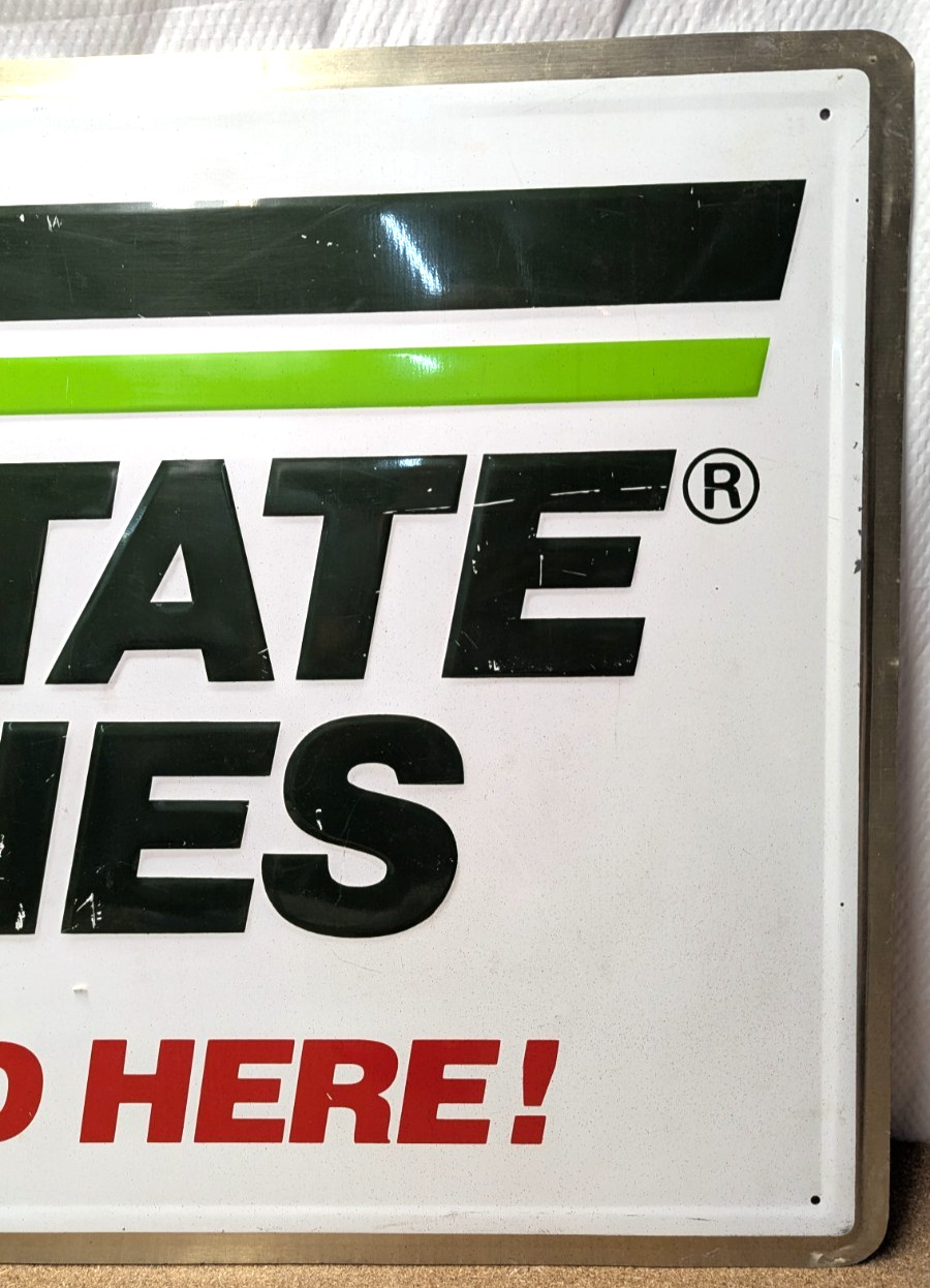 Large 60″ INTERSTATE BATTERIES embossed tin metal dealer sign
