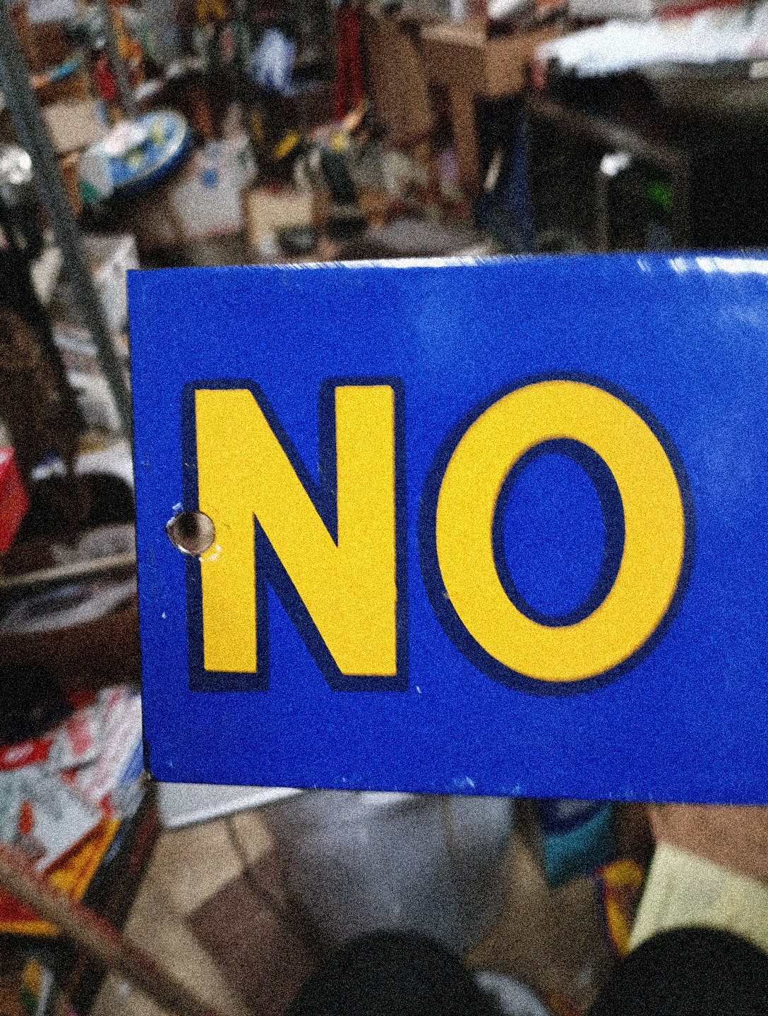 Porcelain Blue/Yellow No Smoking Sign