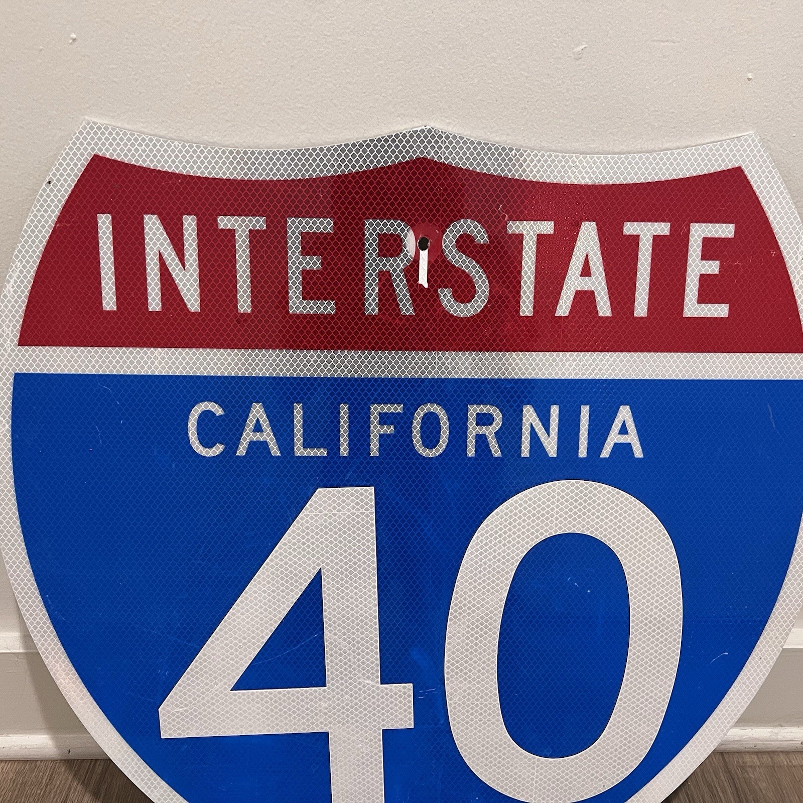 Retired Authentic Steel Reflective Metal Interstate 40 California Highway Sign