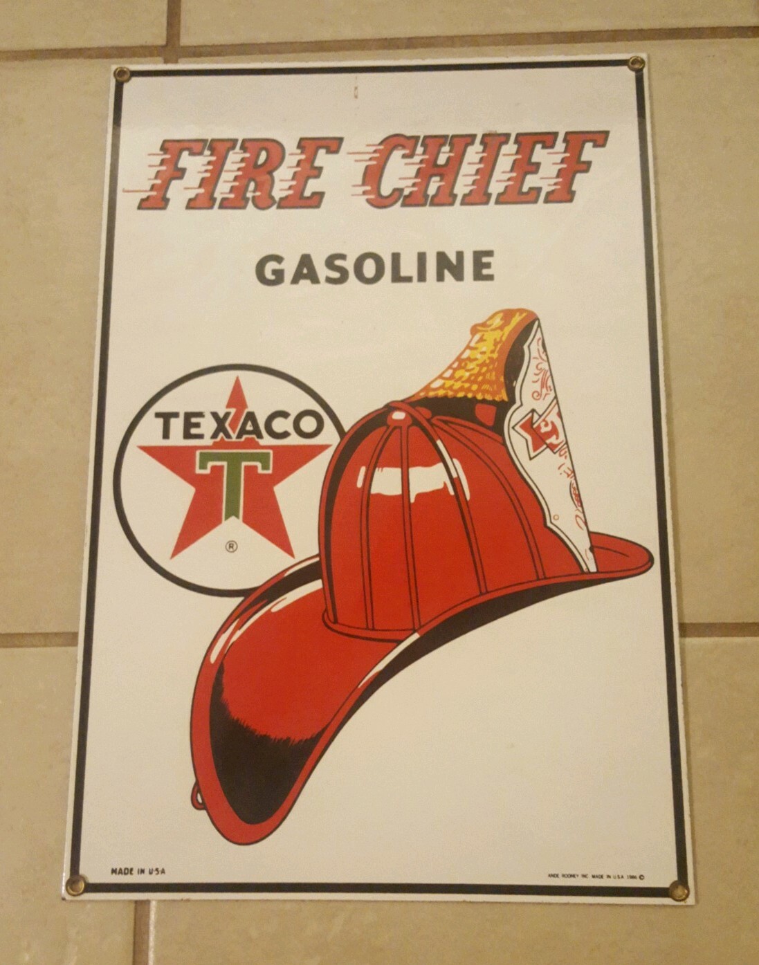Ande Rooney TEXACO FIRE CHIEF Porcelain Sign Reproduction