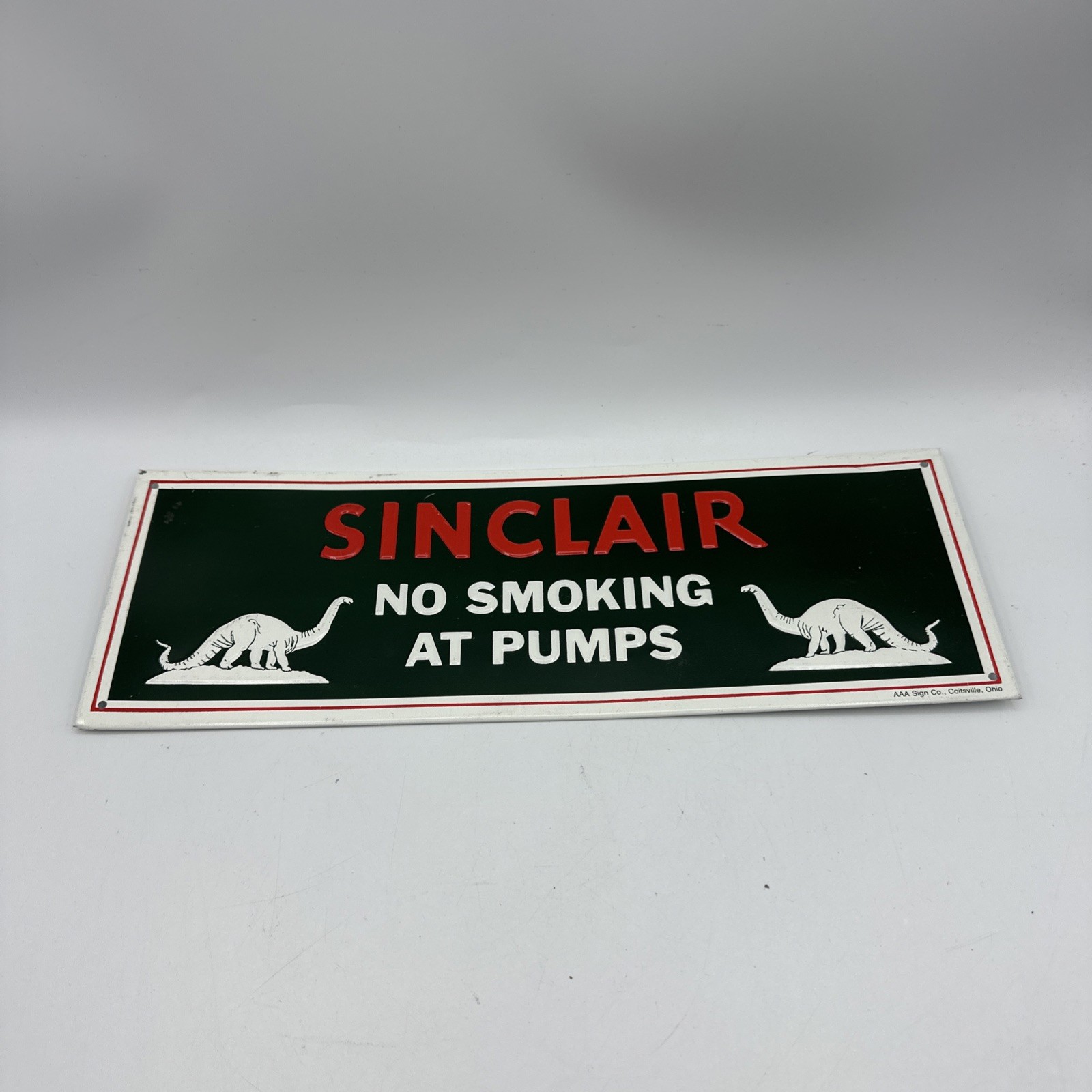 SINCLAIR Gasoline “No Smoking At Pumps” Gas Station Sign by AAA Coltsville, Ohio