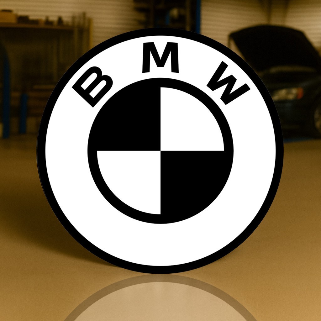 1917 BMW Black & White Crest – Minimalist Heavy Metal Sign – 19.7″ (50cm)