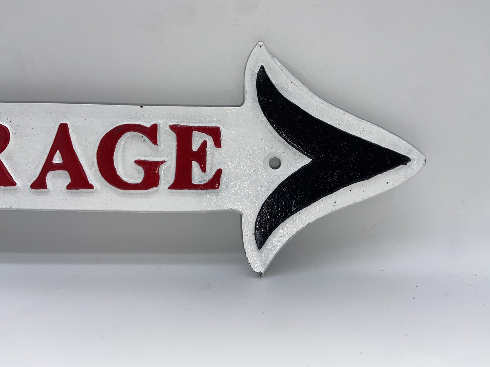 TYDOL FLYING A GASOLINE GARAGE CAST IRON ARROW SIGN (16″x 4.5″) EXCELLENT COND