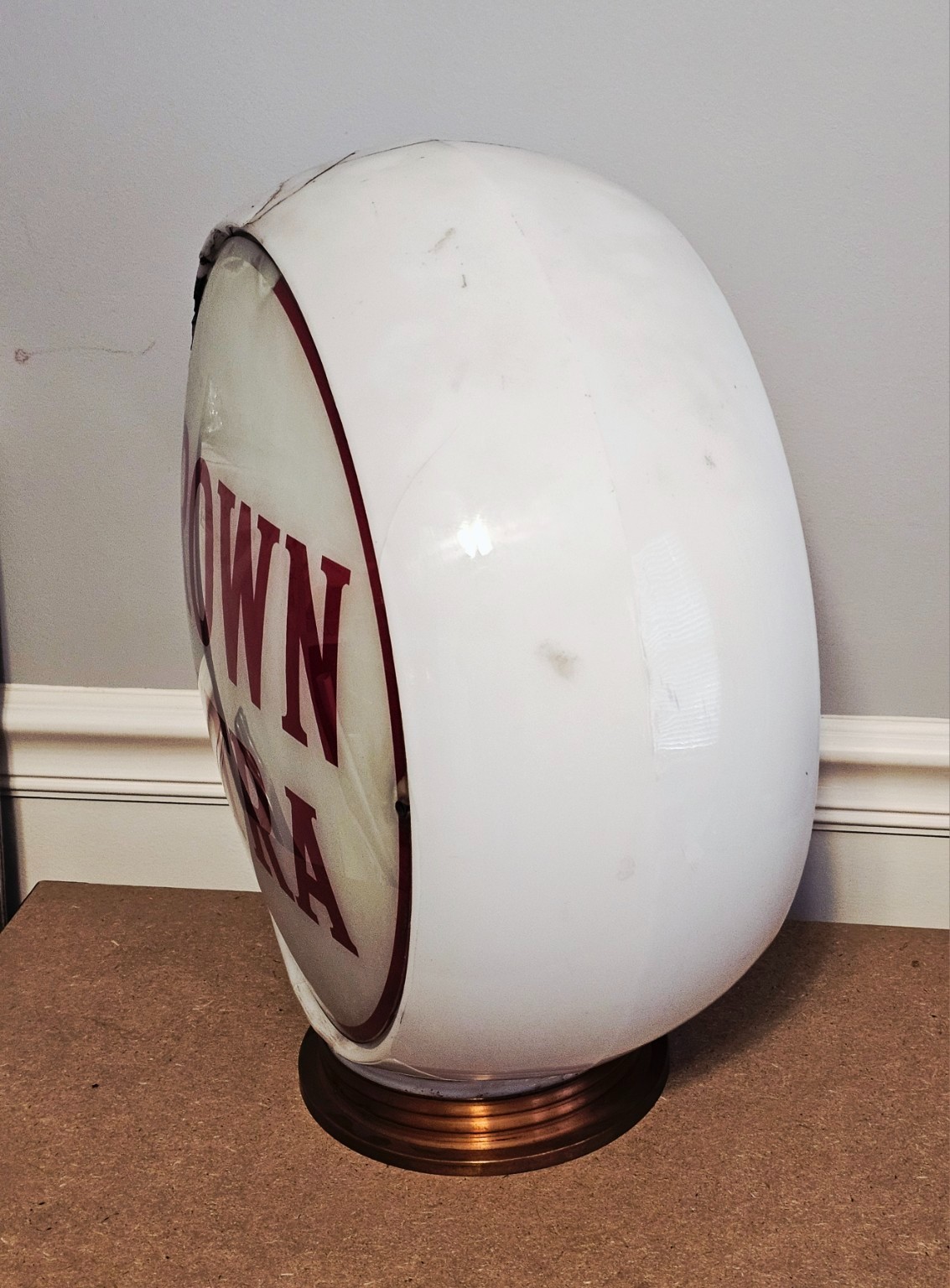 Crown Extra Gasoline Glass Globe – Original Vintage Oil Gas Station Sign Damaged