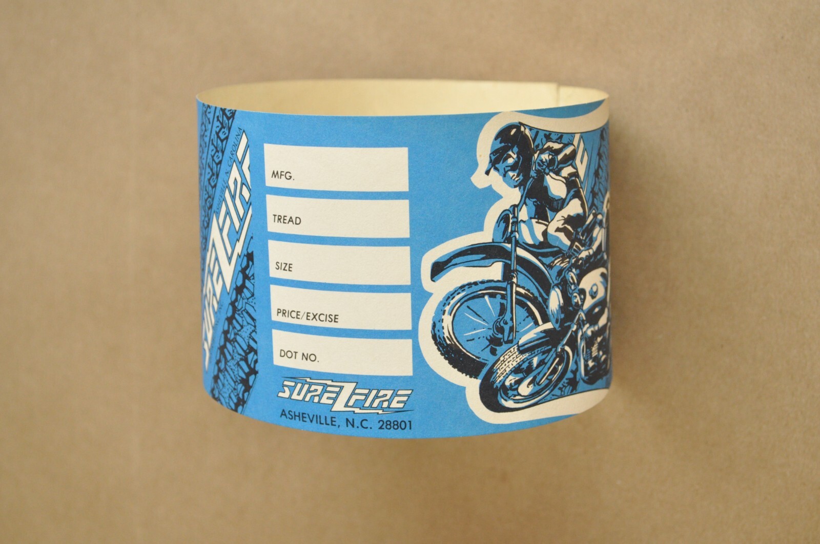 VTG Sure Fire Motorcycle Tire Price Tag Dealership NOS Display Signs Lot of 7