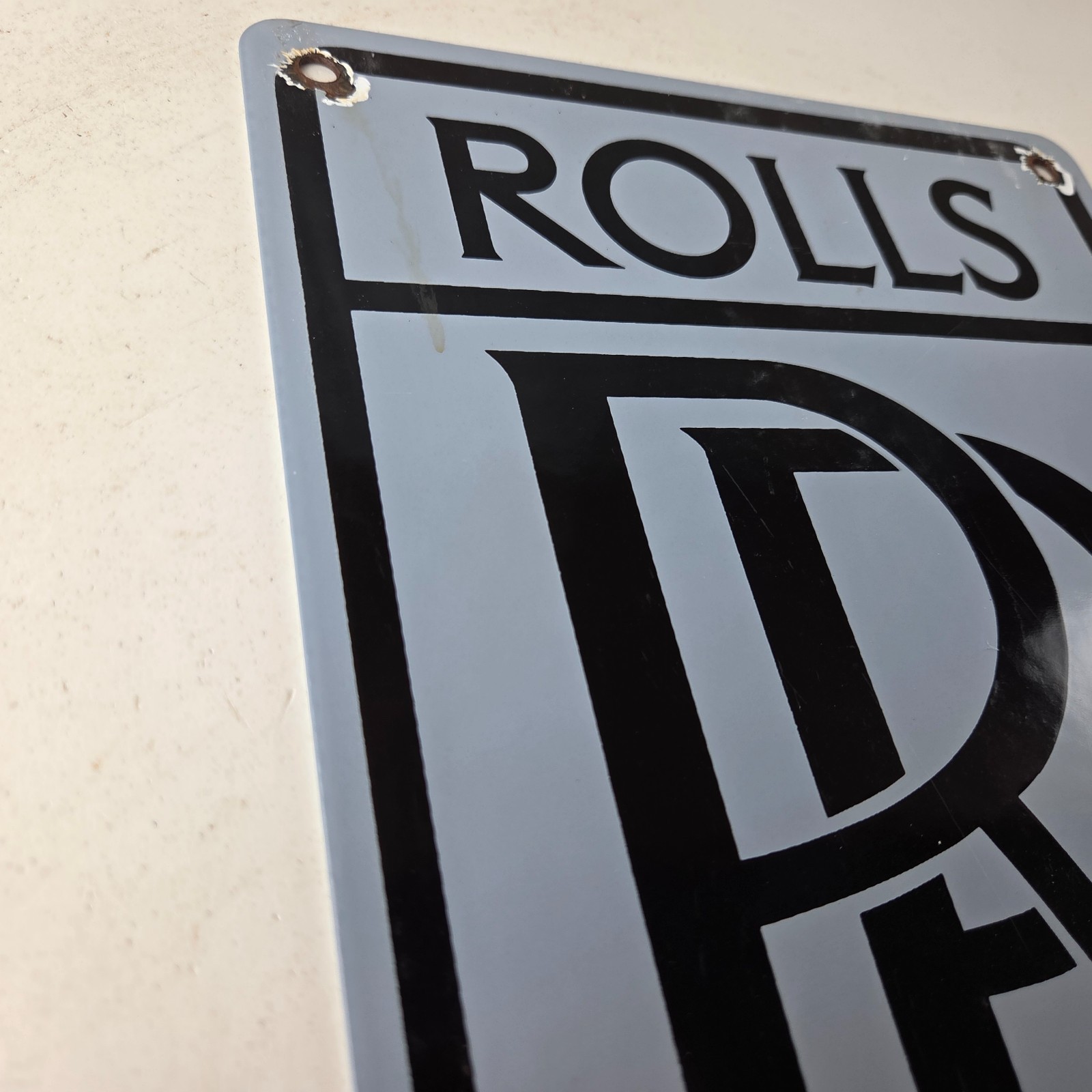 Vintage Rolls Royce Porcelain Sign – Service Sales Automobilia Gas Pump Sign