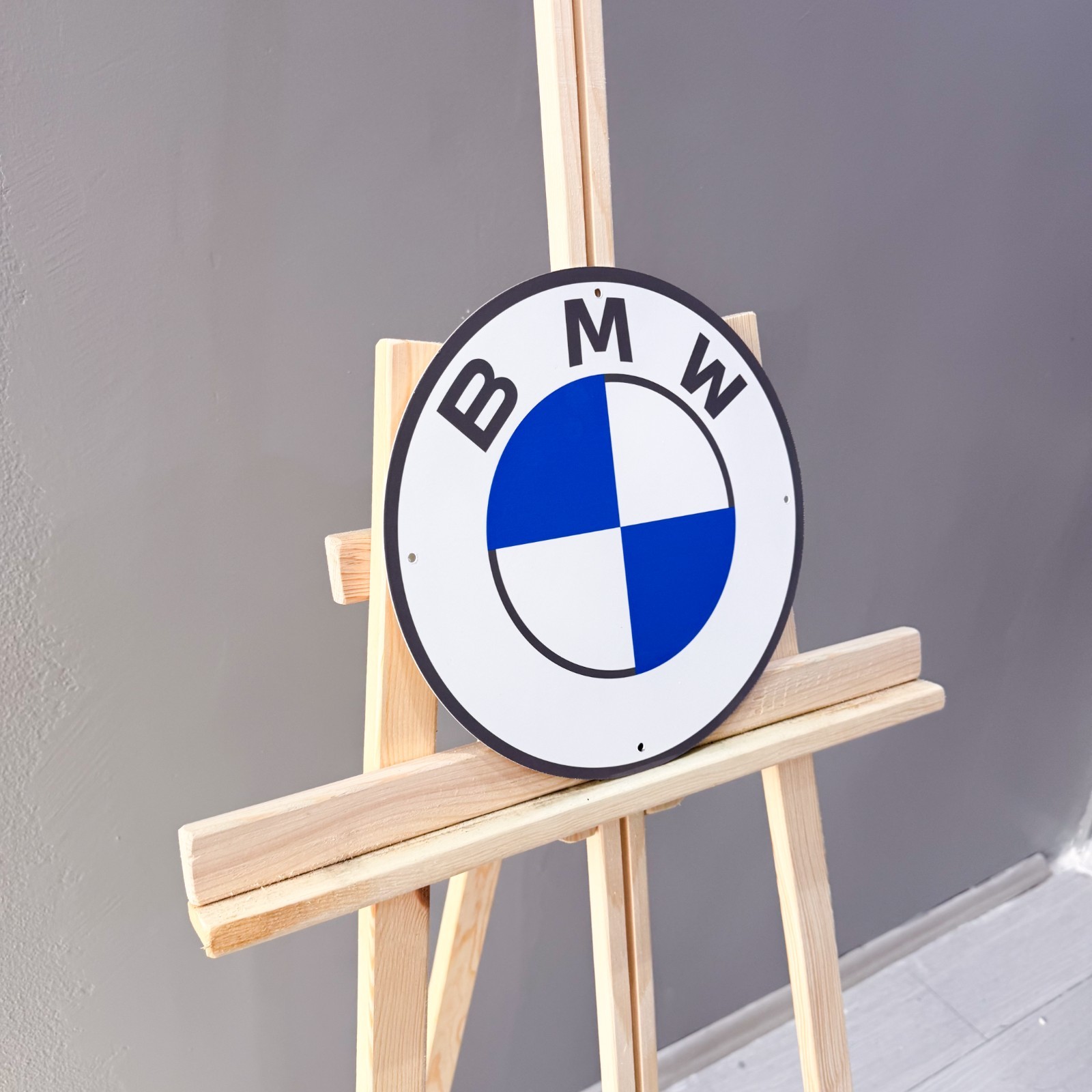BMW White Round Logo Heavy Metal Sign 30 cm (11.8”) Clean Garage Wall Decor