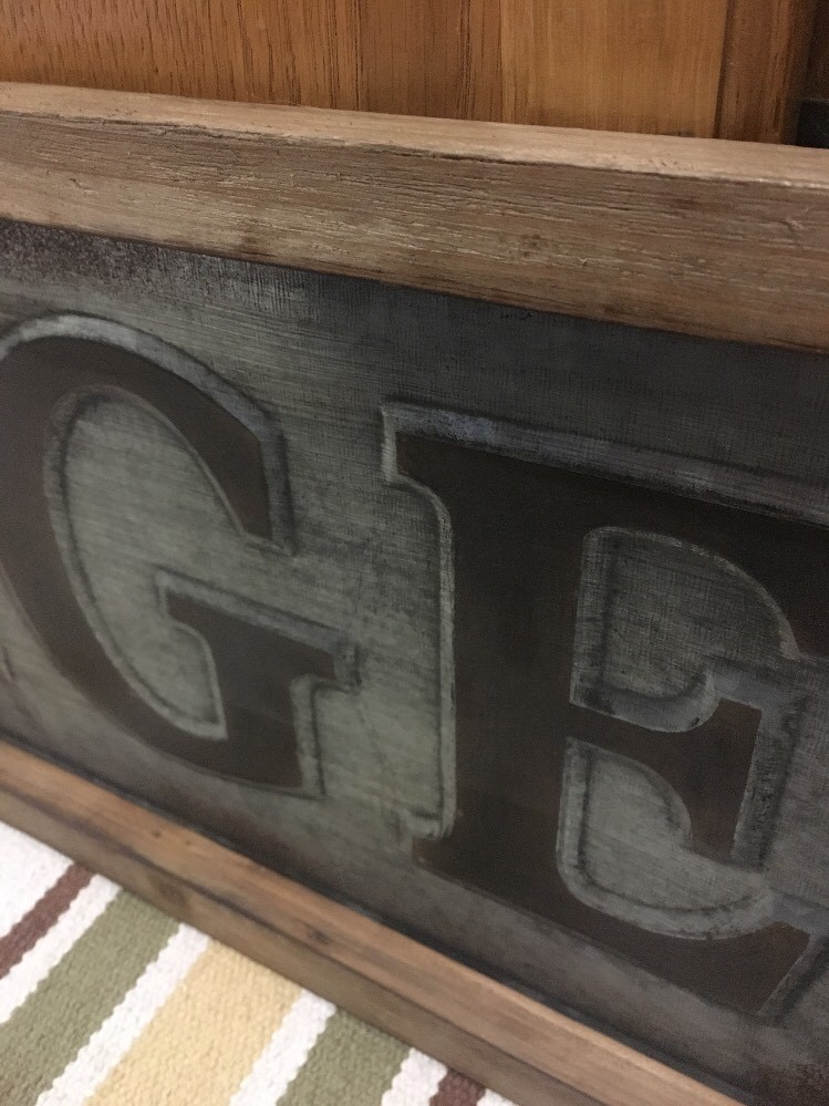 Garage Metal Sign Wood Frame Embossed Vintage Style Gas Oil Car Truck Decor