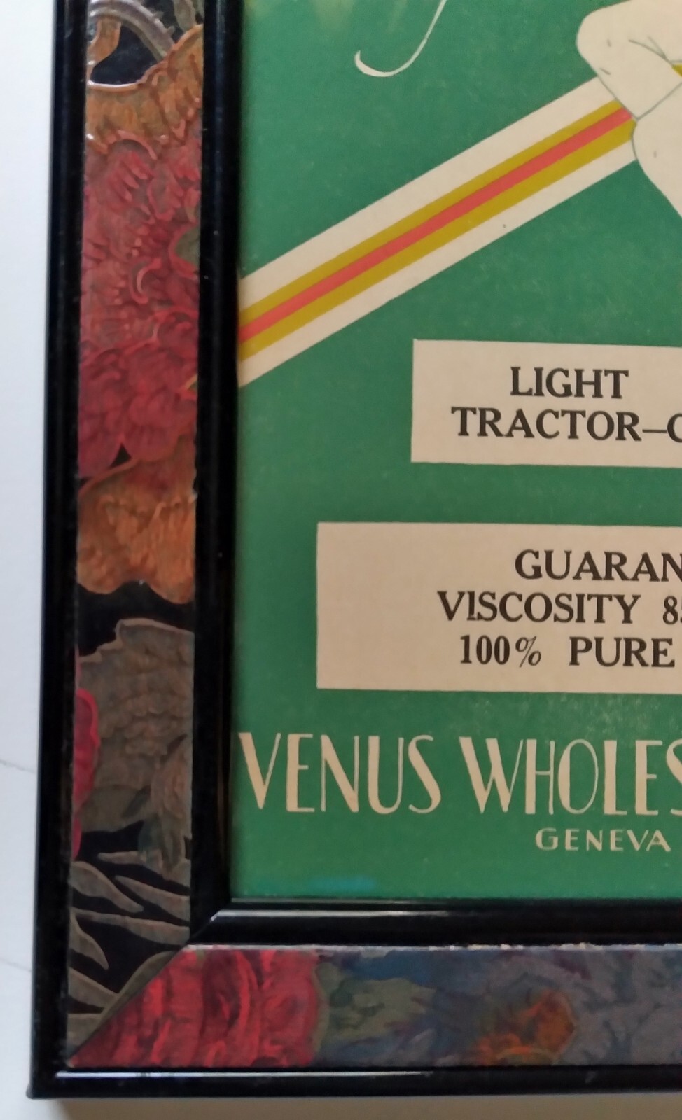 VENUS, THE MOTOR OIL WITH THE PERFECT BODY Late 1920s Label, Geneva, Nebraska