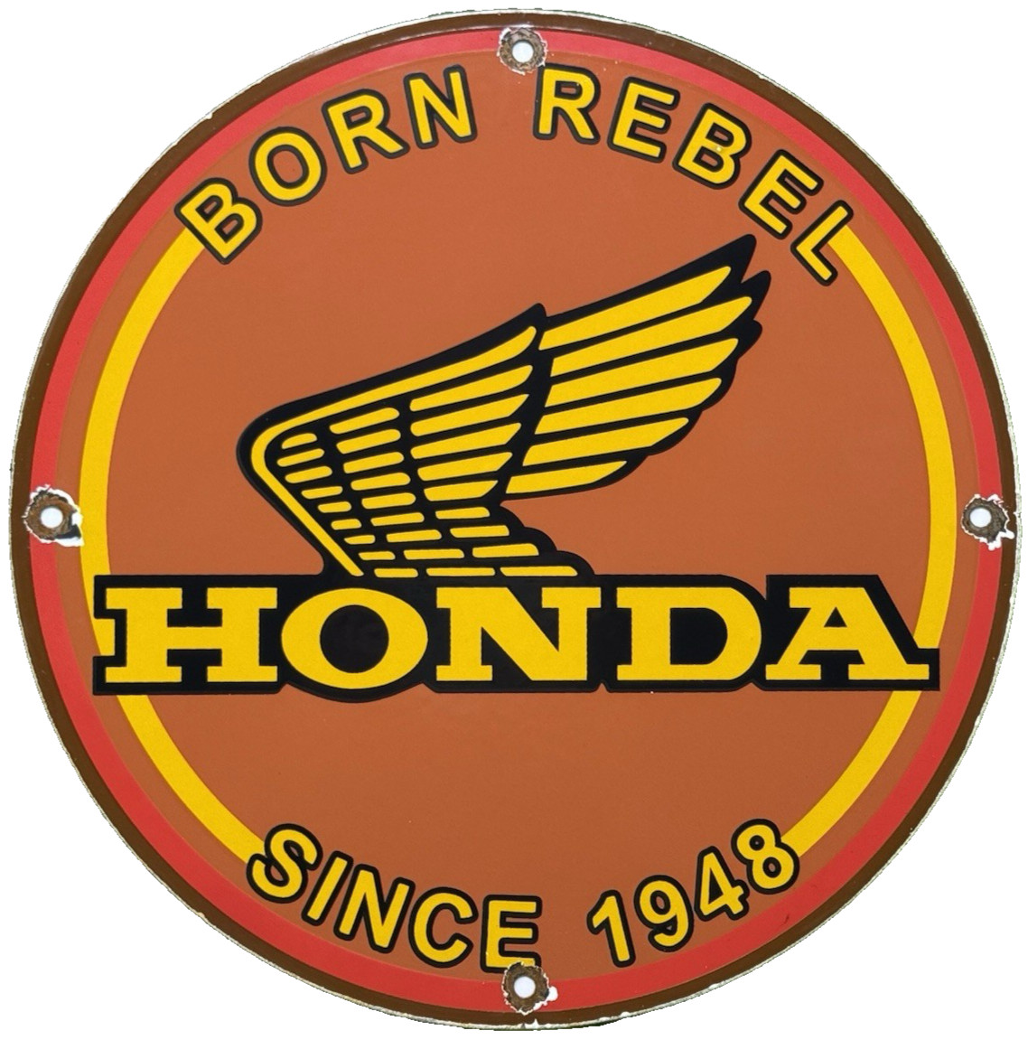 VINTAGE HONDA PORCELAIN SIGN GAS OIL GARAGE REPAIR MOTORCYCLE AUTO LAWN PLANE