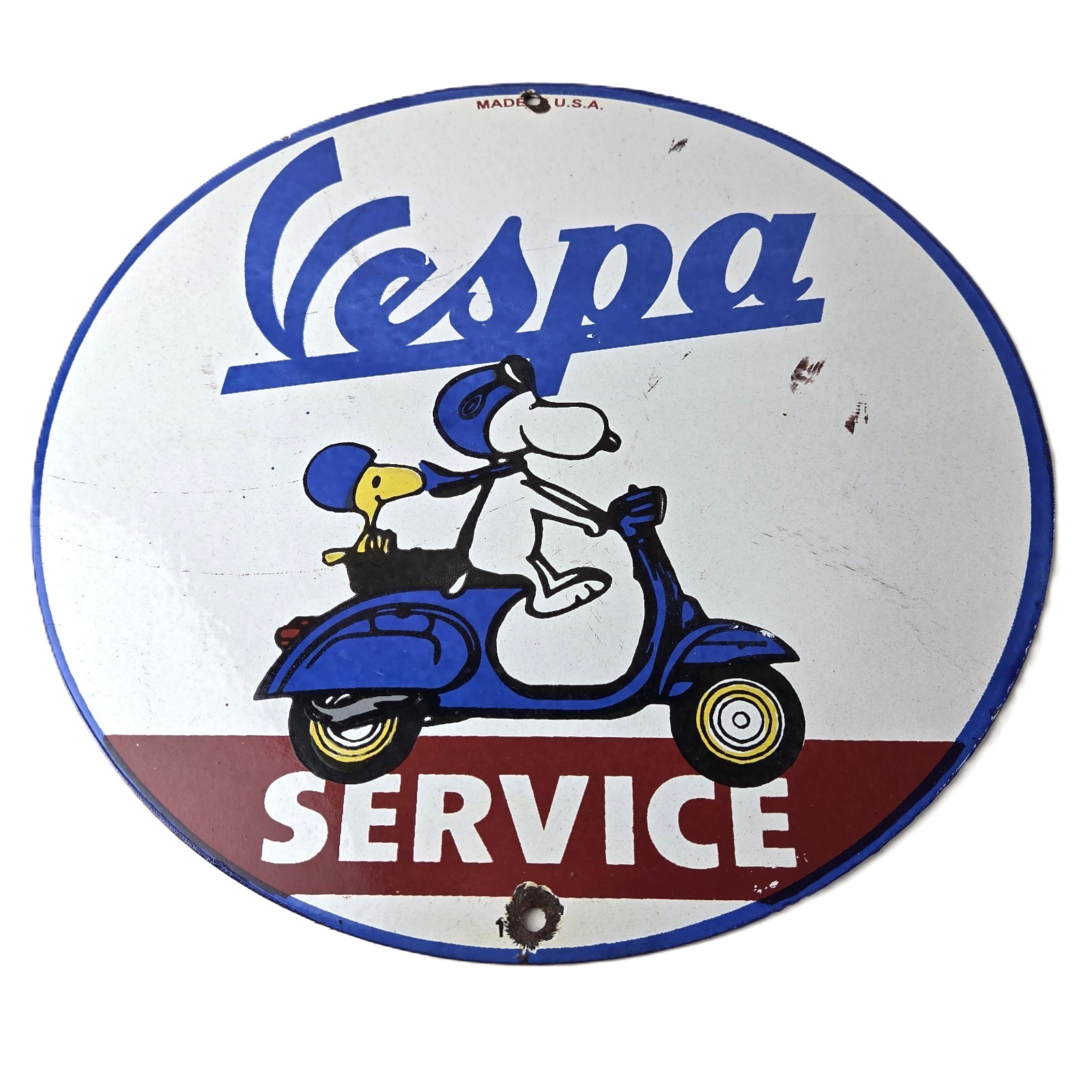 Vintage Vespa Sign – Snoopy Gas Service Station Porcelain Advertising Sign