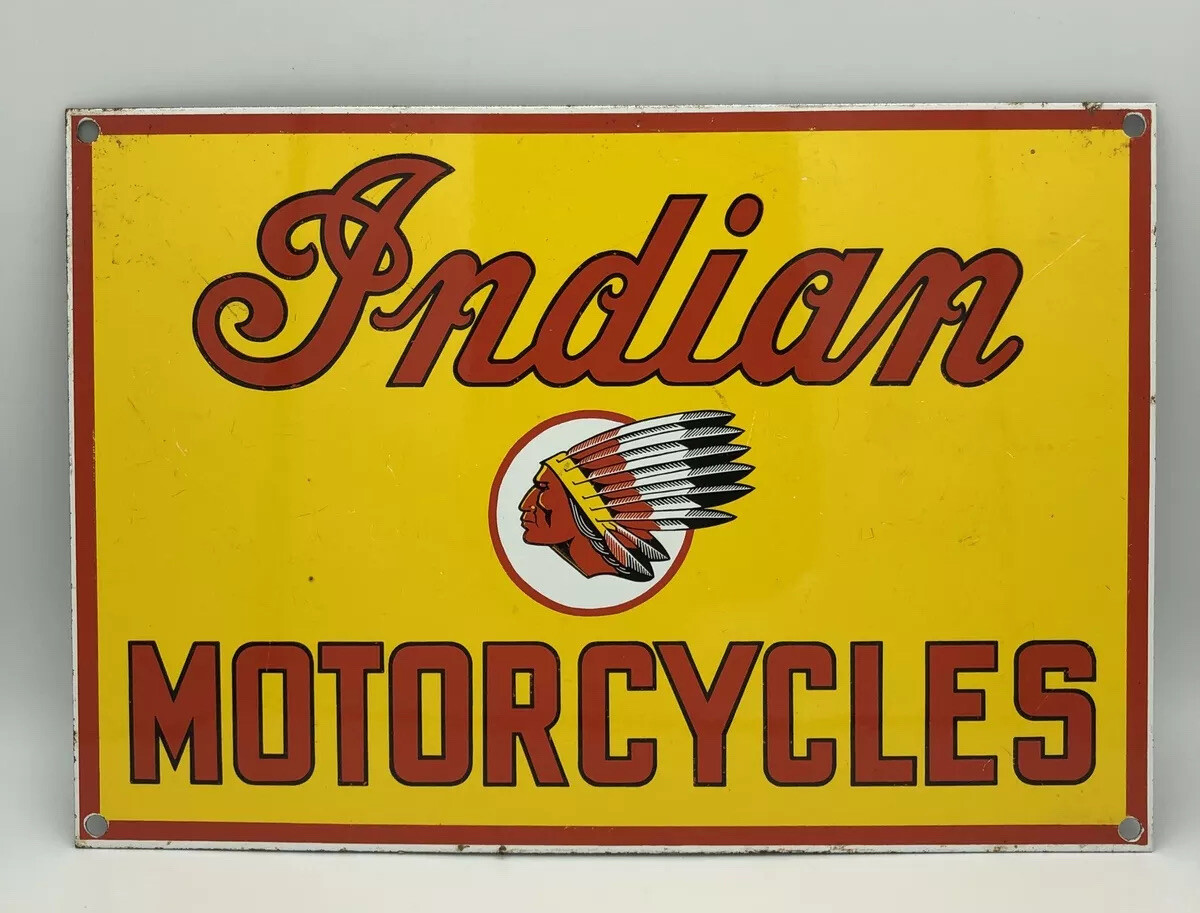 *Unique* Indian Motorcycles (Chief Facing Right) 12×8 Porcelain Sign – Preowned