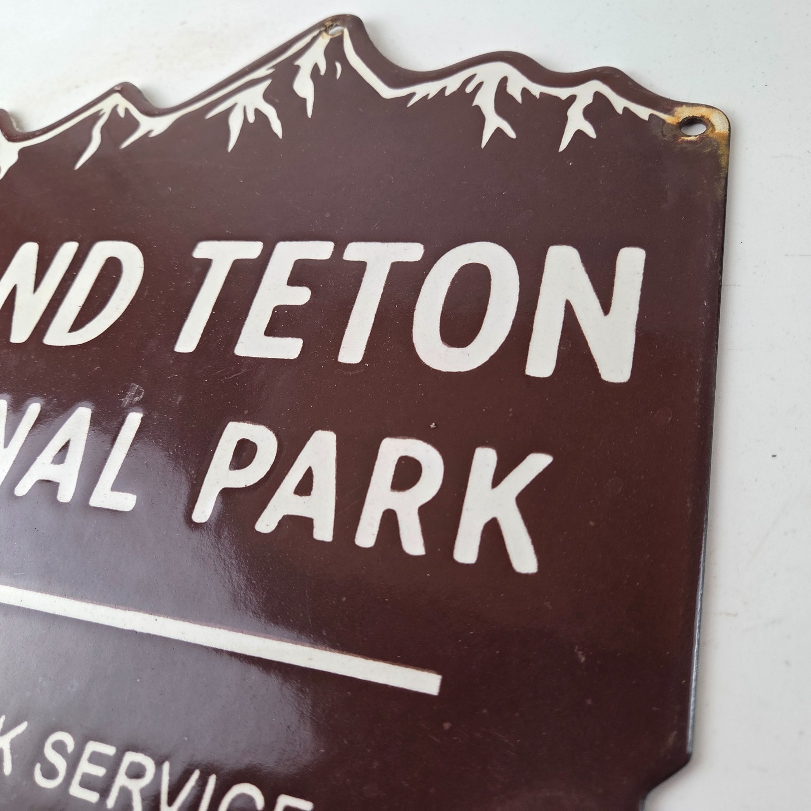 Vintage Grand Teton National Park Sign – Wyoming Cabins Forest Porcelain Sign