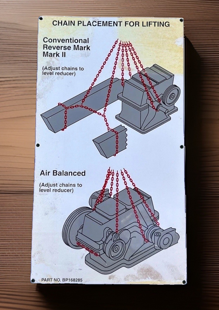 Vintage Rare Oilfield Chain Placement Lifting Motor Pumping Unit Safety Sign