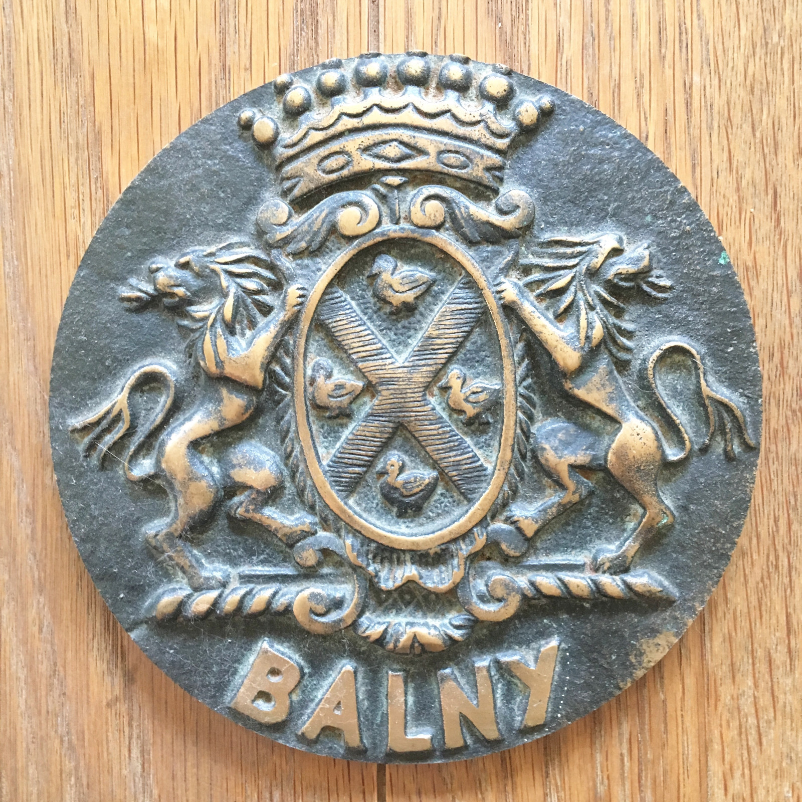 Balny France Marine Coat of Arms Braze Copper Marine Logo Plate
