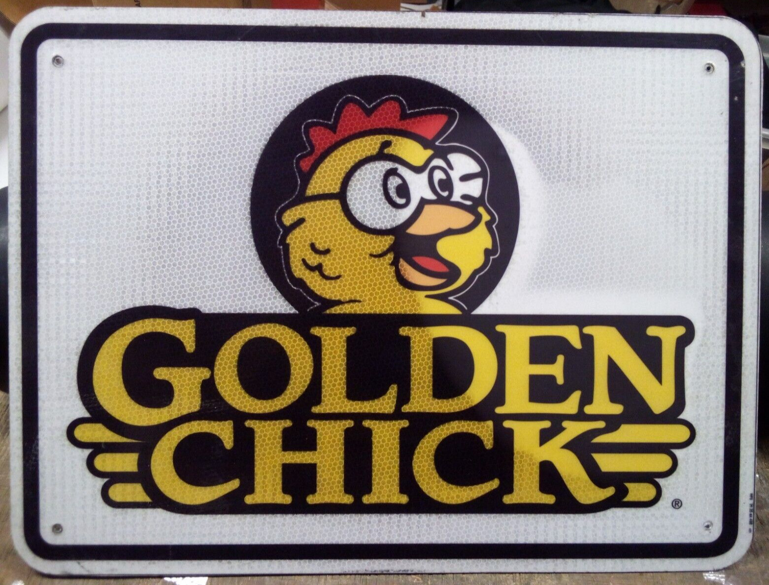 ADVERTISING HWY EXIT SIGN 18X24 BARN MAN CAVE GOLDEN CHICK FAST FOOD CHICKEN 2U